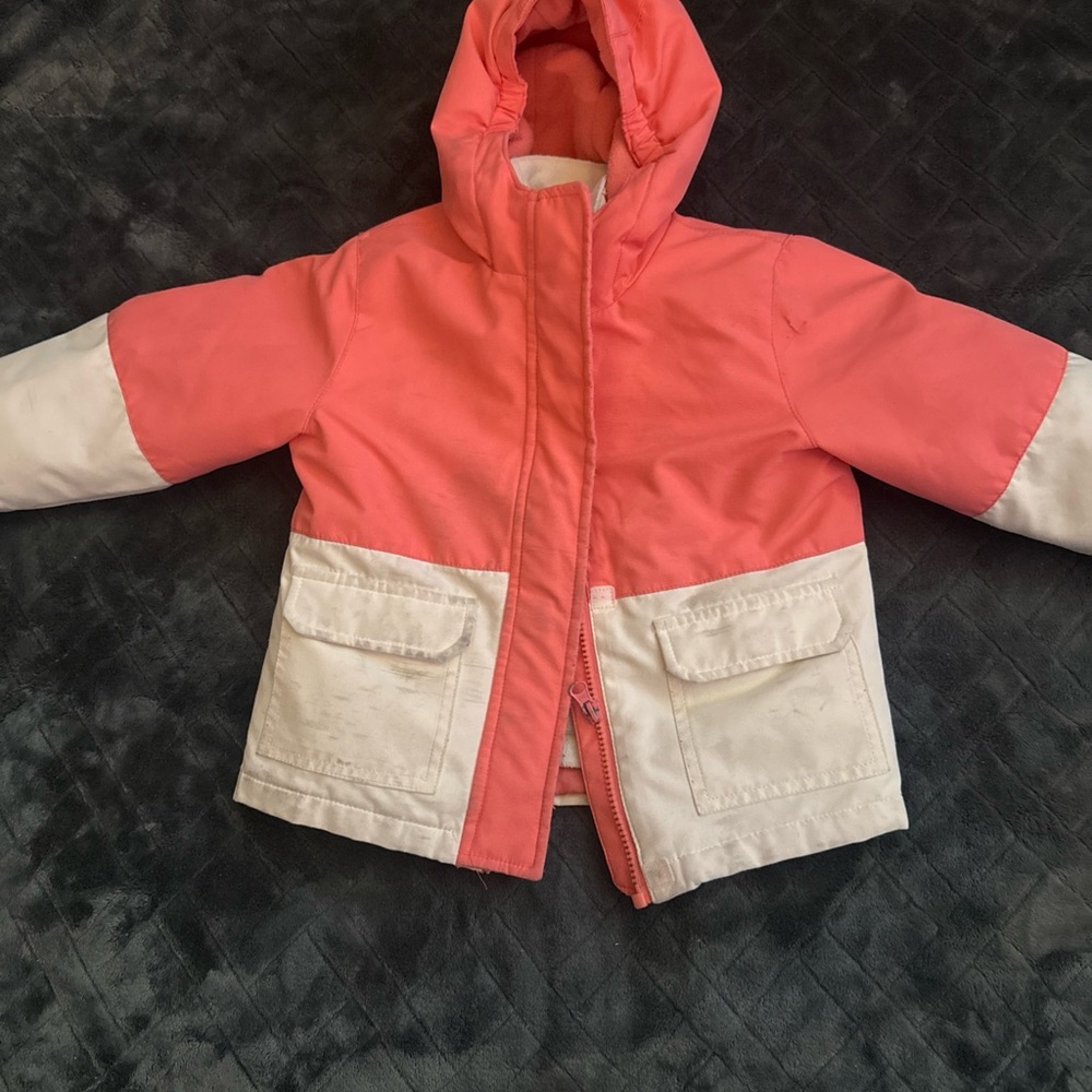 Swiss Tech Kids Coral and Cream Puffer Jacket